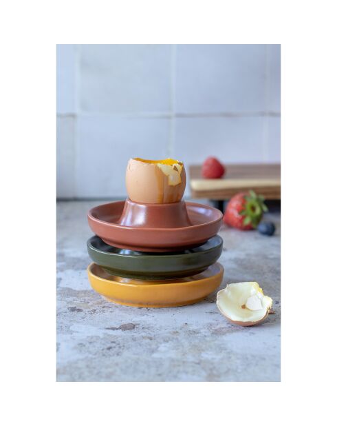 Coquetier en grès Outo jaune - D.10x3 cm