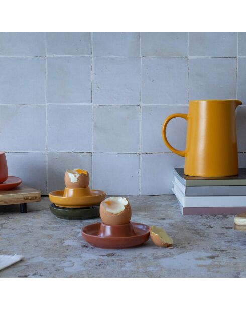 Coquetier en grès Outo paprika - D.10x3 cm