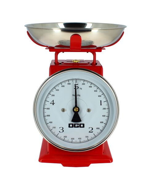 Balance de cuisine mécanique 5kg/20g rouge - 25x21x17 cm