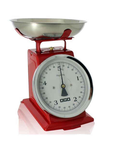 Balance de cuisine mécanique 5kg/20g rouge - 25x21x17 cm