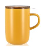 Tisanière avec couvercle en grès et acacia Juliet jaune - 475 ml