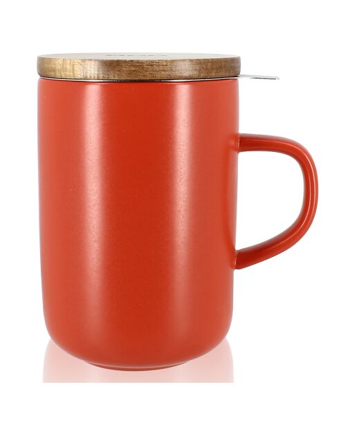 Tisanière avec couvercle en grès et acacia Juliet paprika - 475 ml