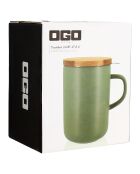 Tisanière avec couvercle en grès et acacia Juliet amande - 475 ml