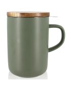 Tisanière avec couvercle en grès et acacia Juliet amande - 475 ml