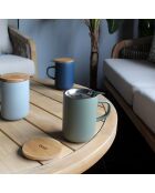 Tisanière avec couvercle en grès et acacia Juliet amande - 475 ml