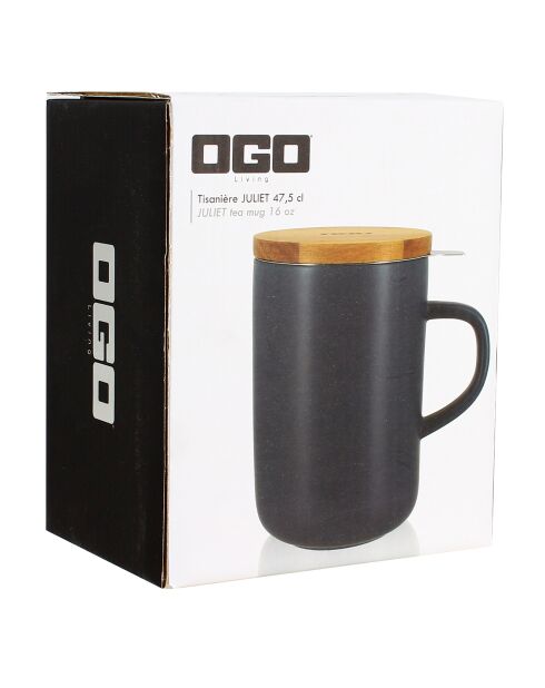 Tisanière avec couvercle en grès et acacia Juliet bleue - 475 ml