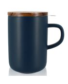 Tisanière avec couvercle en grès et acacia Juliet bleue - 475 ml