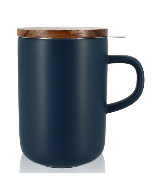Tisanière avec couvercle en grès et acacia Juliet bleue - 475 ml