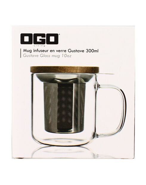 Tisanière en verre double paroi Gustave transparente - 300 ml