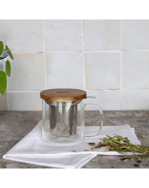 Tisanière en verre double paroi Gustave transparente - 300 ml