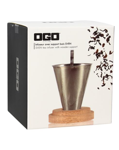 Infuseur à thé avec couvercle Sven gris/marron