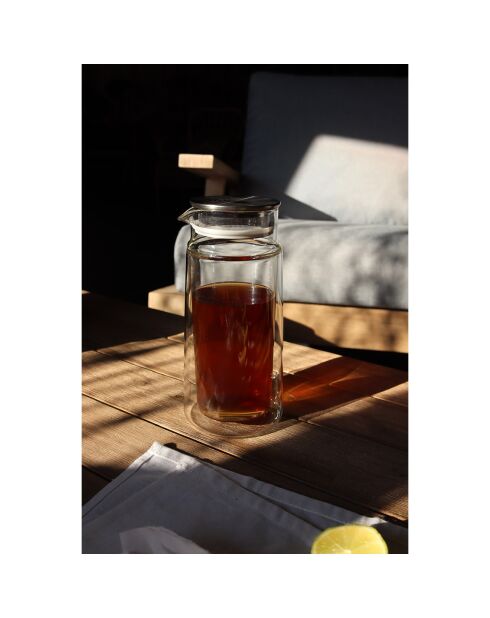 Carafe avec couvercle infuseur en verre double paroi Viktor  transparent - 650 ml