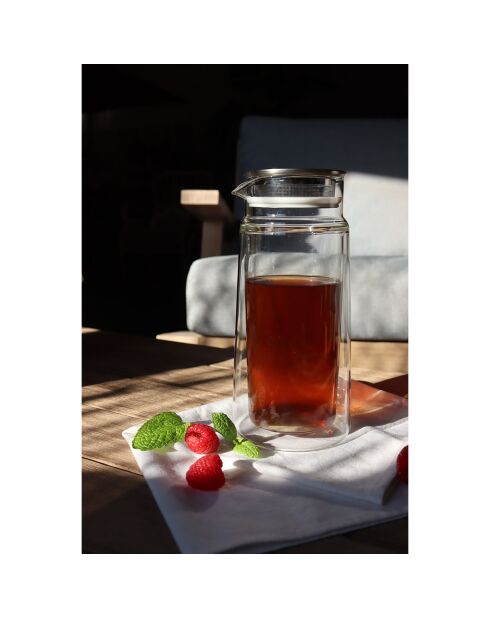 Carafe avec couvercle infuseur en verre double paroi Viktor  transparent - 650 ml