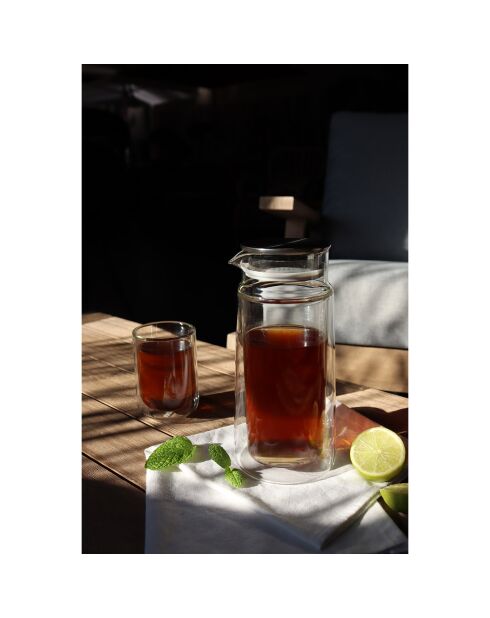 Carafe avec couvercle infuseur en verre double paroi Viktor  transparent - 650 ml