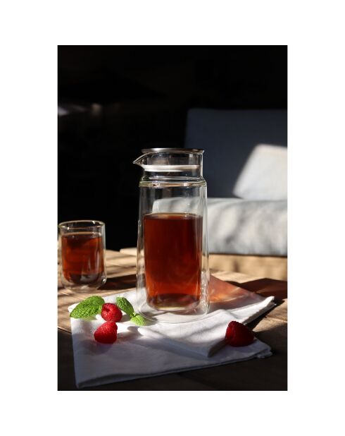 Carafe avec couvercle infuseur en verre double paroi Viktor  transparent - 650 ml