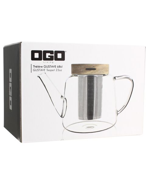 Théière en verre Gustave transparente - 680 ml