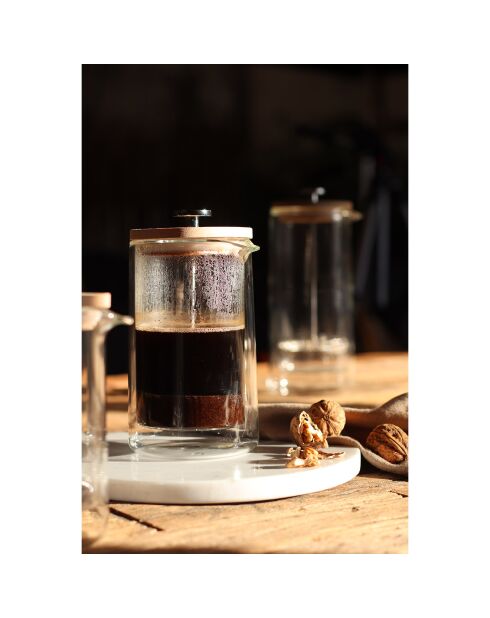 Cafetière à piston en verre double paroi transparente - 500 ml
