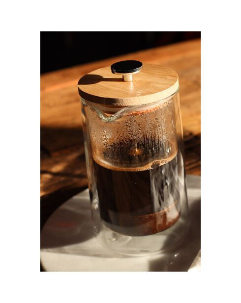 Cafetière à piston en verre double paroi transparente - 500 ml