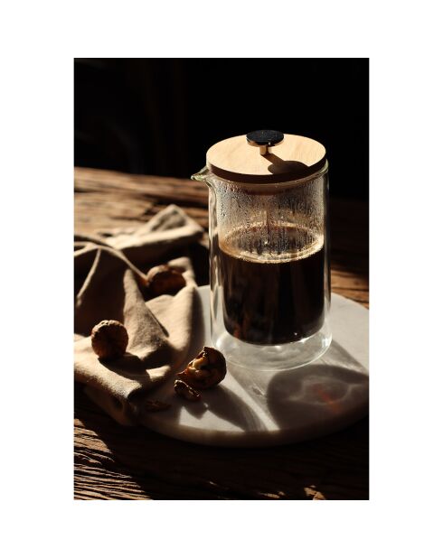 Cafetière à piston en verre double paroi transparente - 500 ml