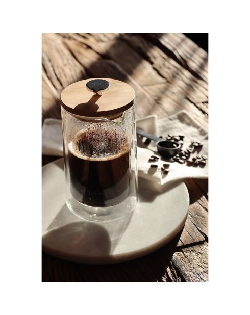 Cafetière à piston en verre double paroi transparente - 500 ml