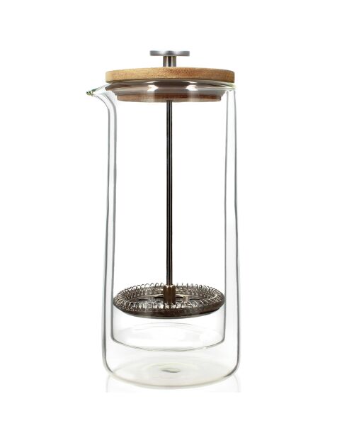 Cafetière à piston en verre double paroi transparente - 800 ml