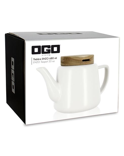 Théière en Porcelaine Enzo blanche - 680 ml