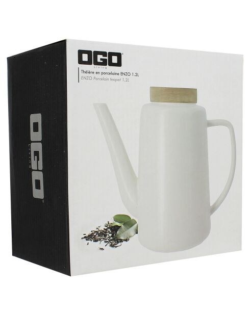 Théière en Porcelaine Enzo blanche - 1.2L