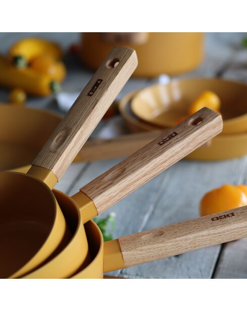 Casserole à induction en aluminium & céramique Ector jaune - D.18 cm