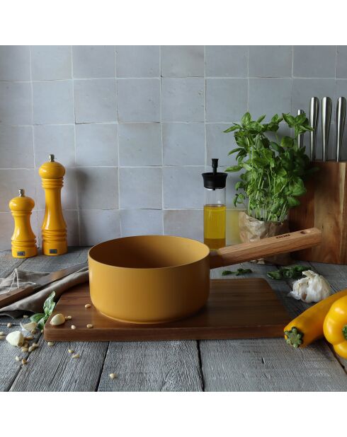 Casserole à induction en aluminium & céramique Ector jaune - D.18 cm