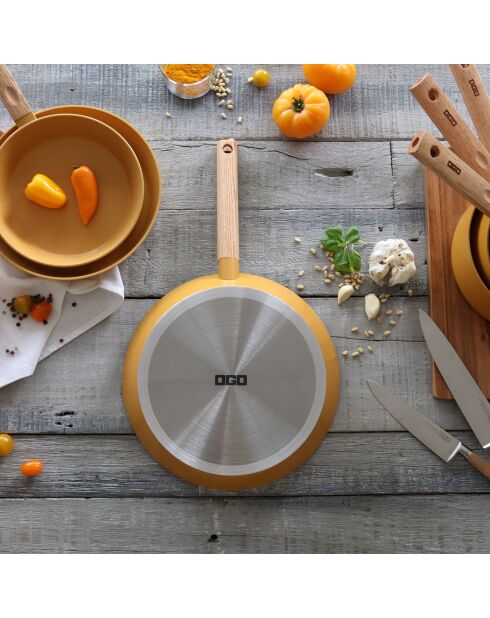 Poêle à induction en aluminium & céramique Ector jaune - D.24 cm