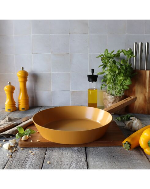 Poêle à induction en aluminium & céramique Ector jaune - D.28 cm