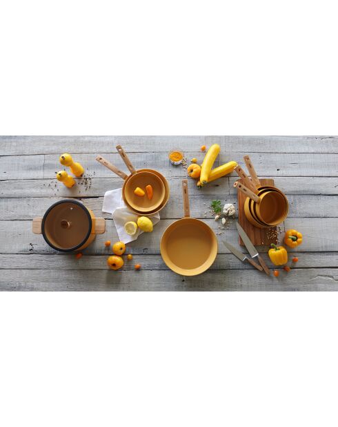 Faitout avec couvercle à induction en aluminium & céramique Ector jaune - D.28 cm