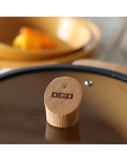 Faitout avec couvercle à induction en aluminium & céramique Ector jaune - D.28 cm