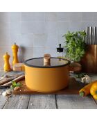 Faitout avec couvercle à induction en aluminium & céramique Ector jaune - D.28 cm