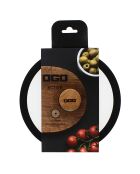 Couvercle en verre avec poignée en bois Ector  transparent/noir/bois - D.18 cm