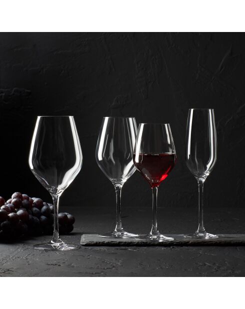 6 Verres à pied en cristallin Zenith transparents - 35 cl