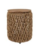 Table d'appoint ronde en tissage de fibre de cocotier Sixtine bois - 38x38x46.5 cm