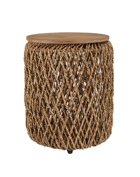 Table d'appoint ronde en tissage de fibre de cocotier Sixtine bois - 38x38x46.5 cm