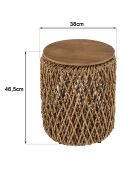 Table d'appoint ronde en tissage de fibre de cocotier Sixtine bois - 38x38x46.5 cm