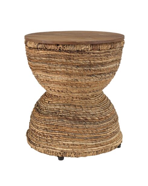Tabouret assise amovible en bois de teck recyclé Sixtine bois - 41x41x46 cm