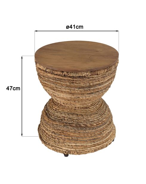 Tabouret assise amovible en bois de teck recyclé Sixtine bois - 41x41x46 cm