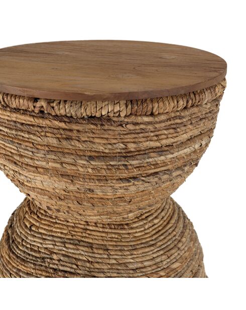 Tabouret assise amovible en bois de teck recyclé Sixtine bois - 41x41x46 cm