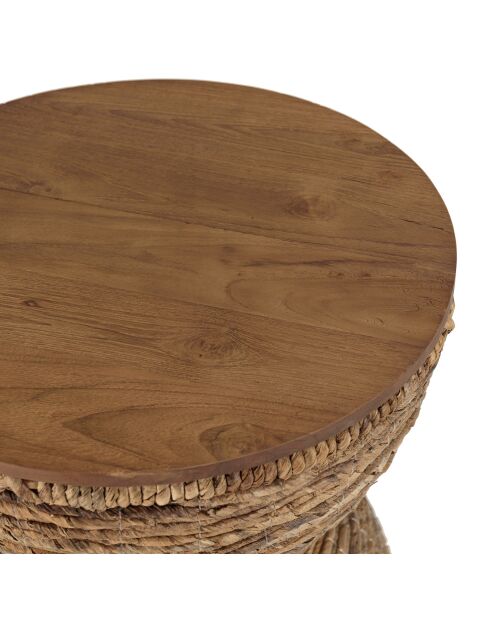 Tabouret assise amovible en bois de teck recyclé Sixtine bois - 41x41x46 cm