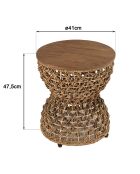 Tabouret beige assise amovible en bois de teck recyclé Sixtine bois - 41x41x46 cm