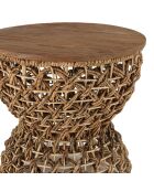 Tabouret beige assise amovible en bois de teck recyclé Sixtine bois - 41x41x46 cm