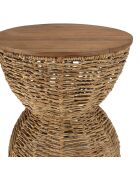 Tabouret beige assise amovible en bois de teck recyclé Sixtine bois - 41x41x46 cm