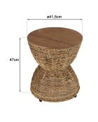 Tabouret beige assise amovible en bois de teck recyclé Sixtine bois - 41x41x46 cm