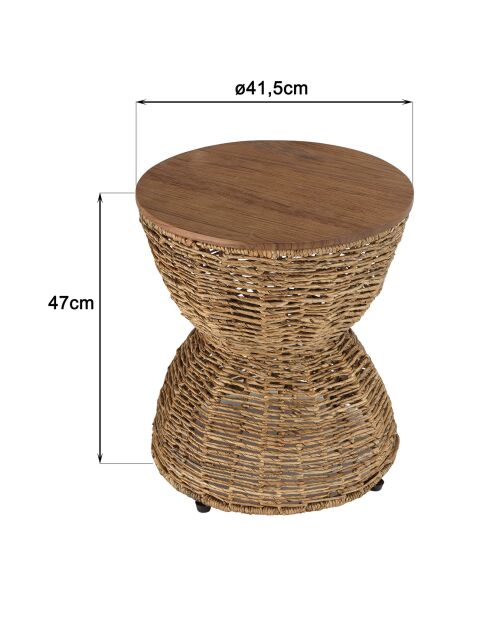 Tabouret beige assise amovible en bois de teck recyclé Sixtine bois - 41x41x46 cm