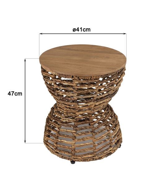 Tabouret assise amovible en bois de teck recyclé Sixtine bois - 41x41x46 cm