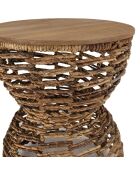 Tabouret assise amovible en bois de teck recyclé Sixtine bois - 41x41x46 cm